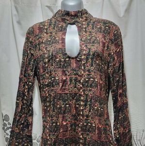 Earthbound Trading Co. | Multi Design Slit Dress | Color: Black | Size: M